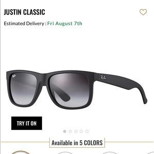 Ray-Ban Justin Matte Black Sunglasses NWOT